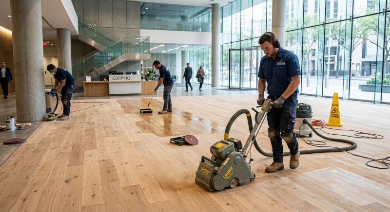 Our team working on Wood Floor Service projects in Monroe Township, NJ