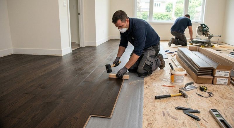 Dark Wood Floor Installation in Monroe Township, NJ